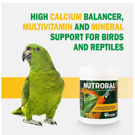 Nutrobal, Calcium & Vitamin D3 Mineral Supplement for Birds & Reptiles, Powder, Easy to Administer, 100g