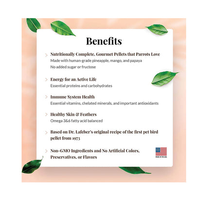 Lafeber Gourmet Pellets Tropical Fruit 567g Complete Parrot Food